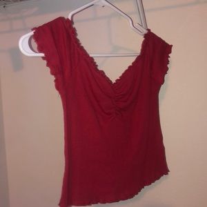 Red off-the-shoulder top